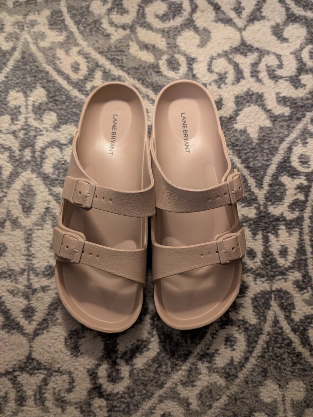 Lane Bryant Double-Buckle Slide Sandals Tan - 10W